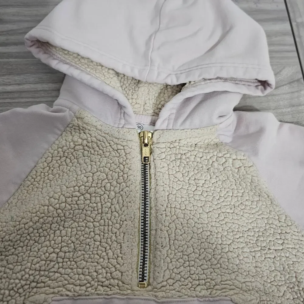 Hanna Andersson Pink Half Zip Hoodie Pullover Fleece Bird Embroidered Girls 3